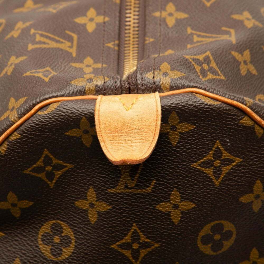 LOUIS VUITTON Authentic Brown Monogram Leather Keepall 60 Boston Bag - Picture 6 of 7